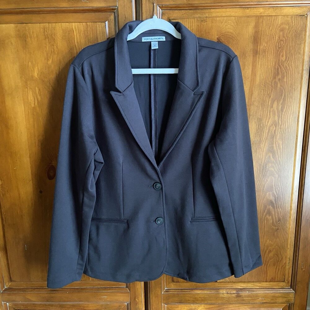 Port Authority Blazer Sz XL Charcoal Gray Knit Two-Button Career Jacket Office
